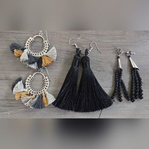 Boho Tassel Statement Earring Bundle Lot Fringe Earrings Set of 3
